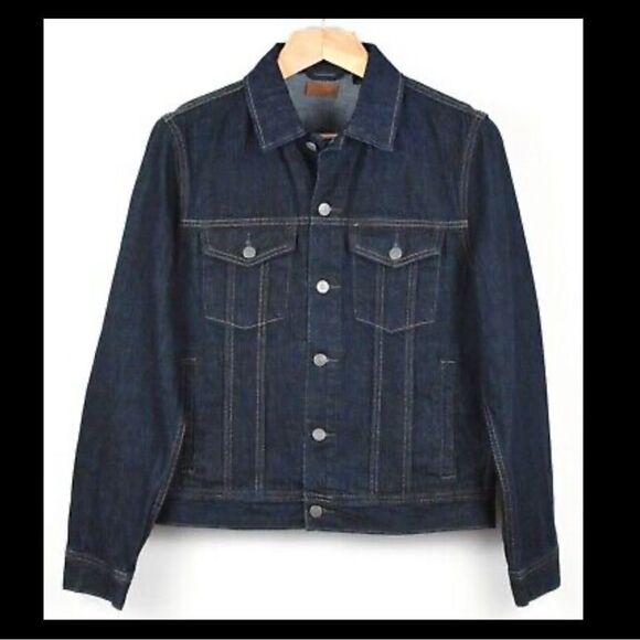 J Crew Classic Denim Jacket in Dark Blue Rinse Wash